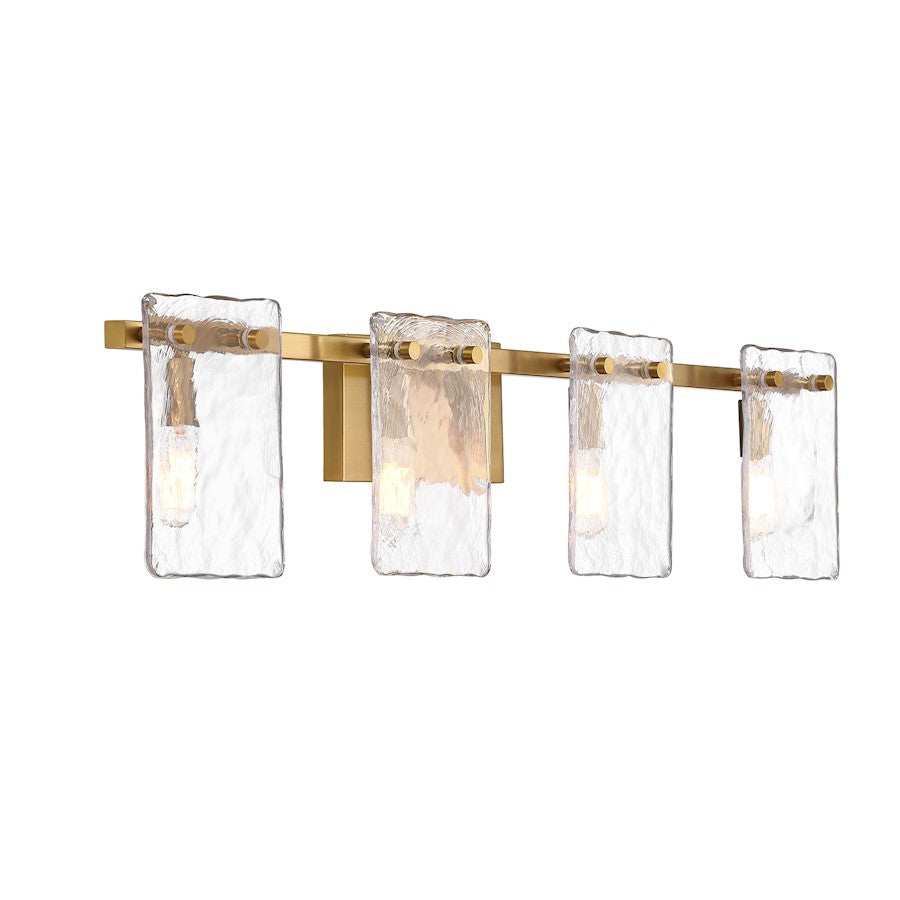 4 Light Bathroom Vanity Light, Warm Brass