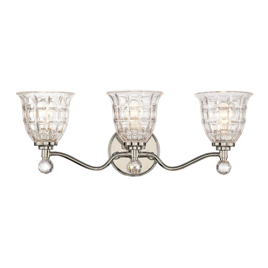 Savoy House Birone 3-Light Bathroom Vanity Light, Polished Nickel - 8-880-3-109