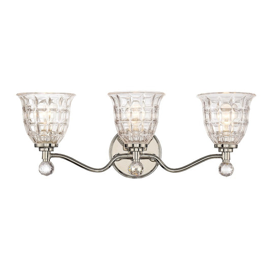 3 Light Bathroom Vanity Light, Polished Nickel