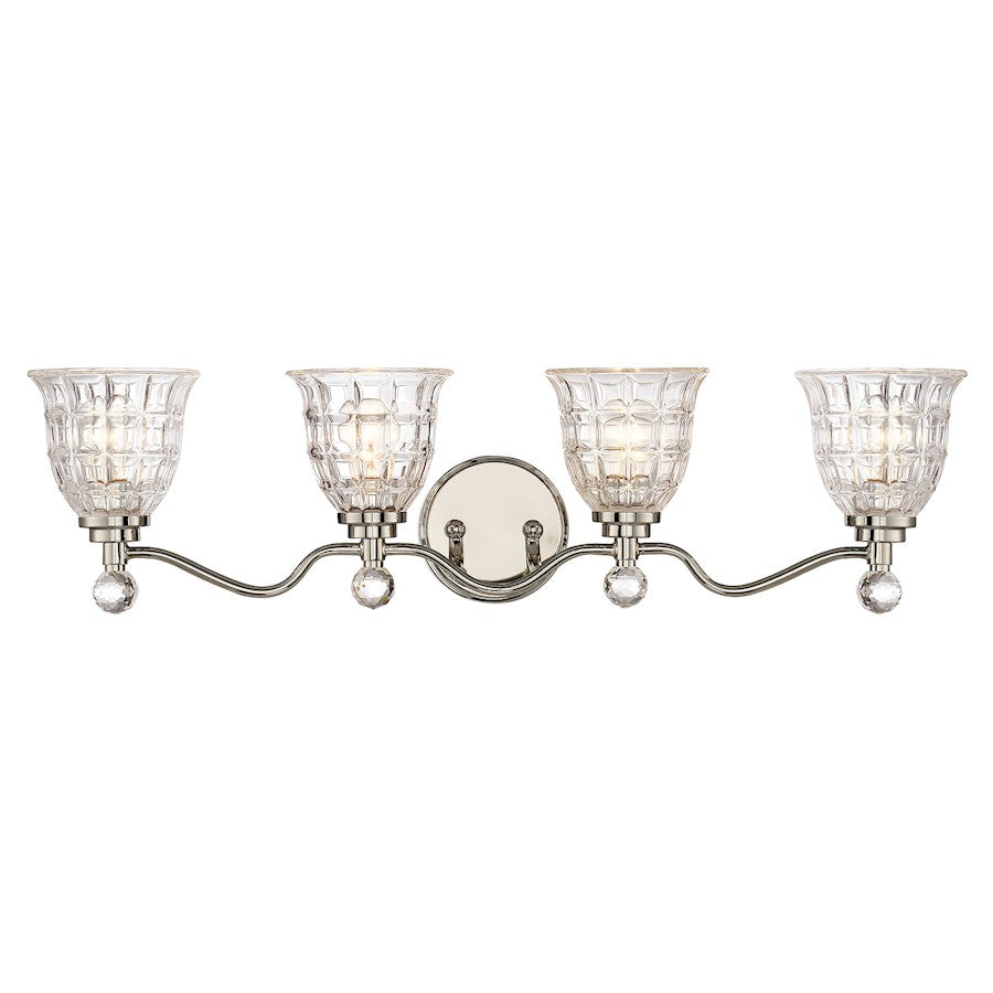 Savoy House Birone 4-Light Bathroom Vanity Light, Polished Nickel - 8-880-4-109