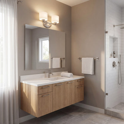 2 Light Bathroom Vanity Light, Satin Nickel