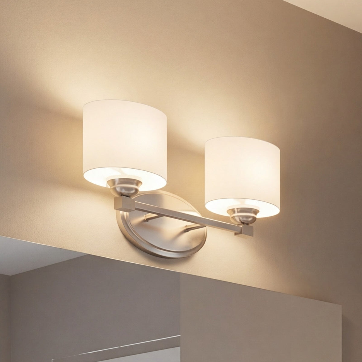 2 Light Bathroom Vanity Light, Satin Nickel