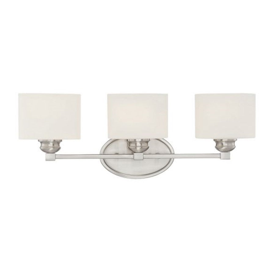 3 Light Bathroom Vanity Light, Satin Nickel