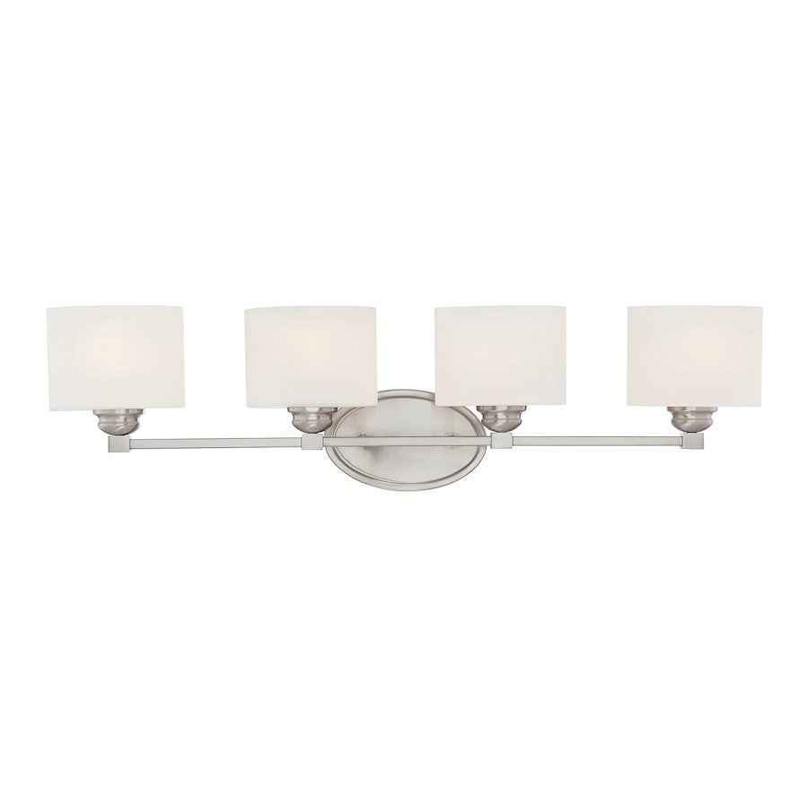 Savoy House Kane 4-Light Bathroom Vanity Light, Satin Nickel - 8-890-4-SN