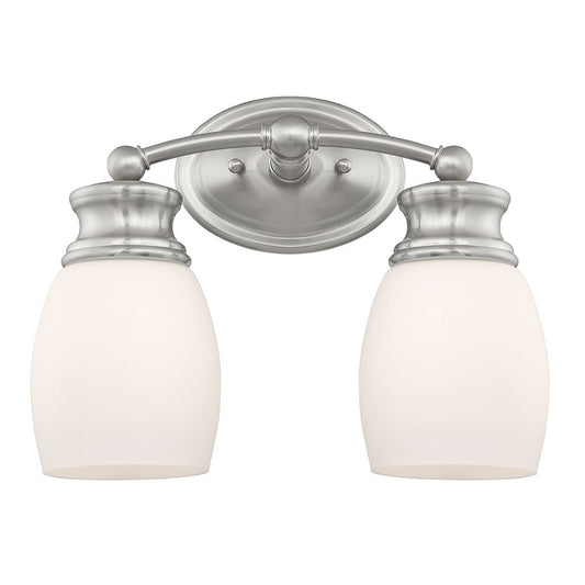 2 Light Bathroom Vanity Light, Satin Nickel