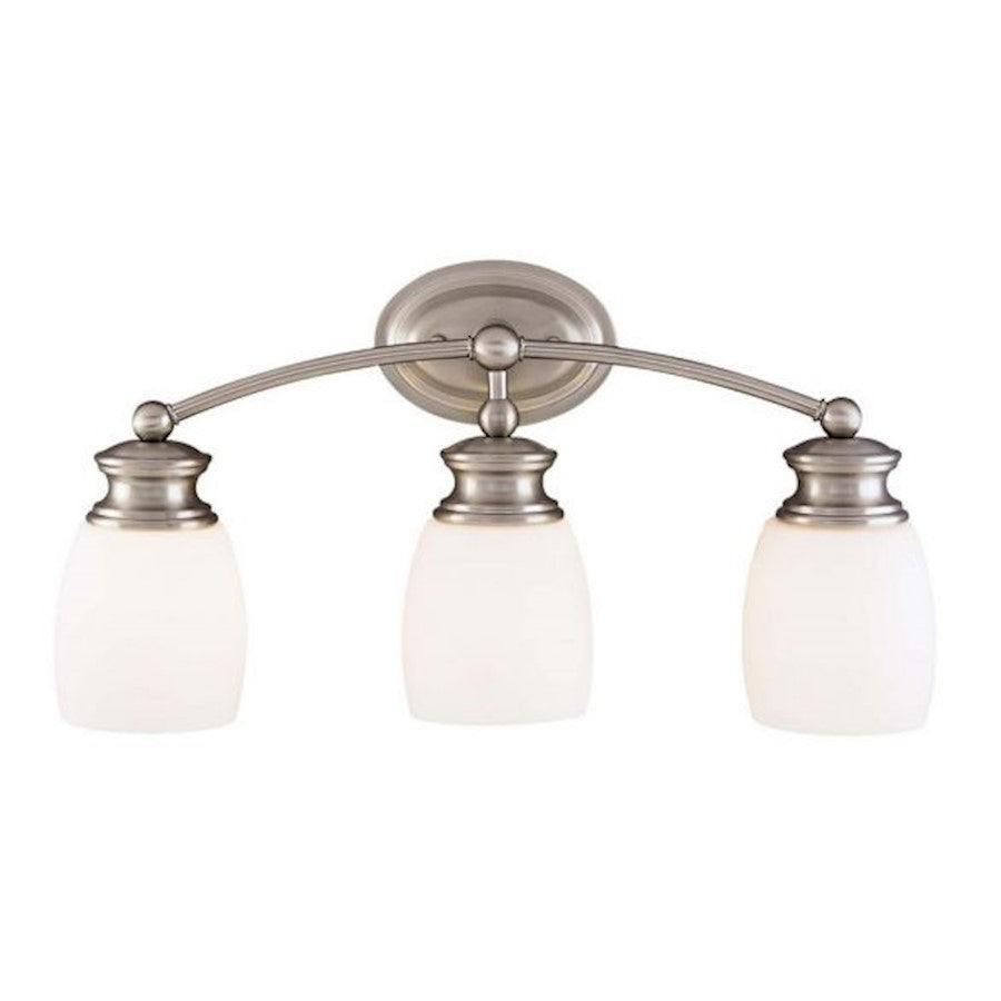 3 Light Bathroom Vanity Light, Satin Nickel