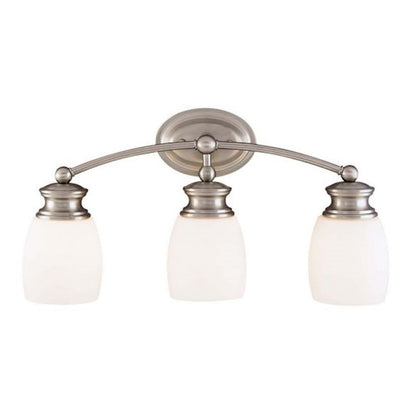 3 Light Bathroom Vanity Light, Satin Nickel
