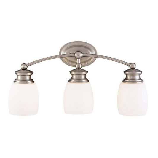 3 Light Bathroom Vanity Light, Satin Nickel