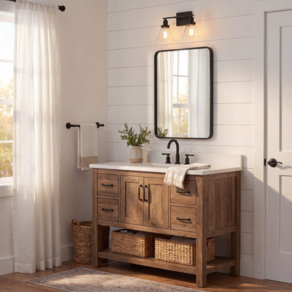 2 Light Bathroom Vanity Light, Black