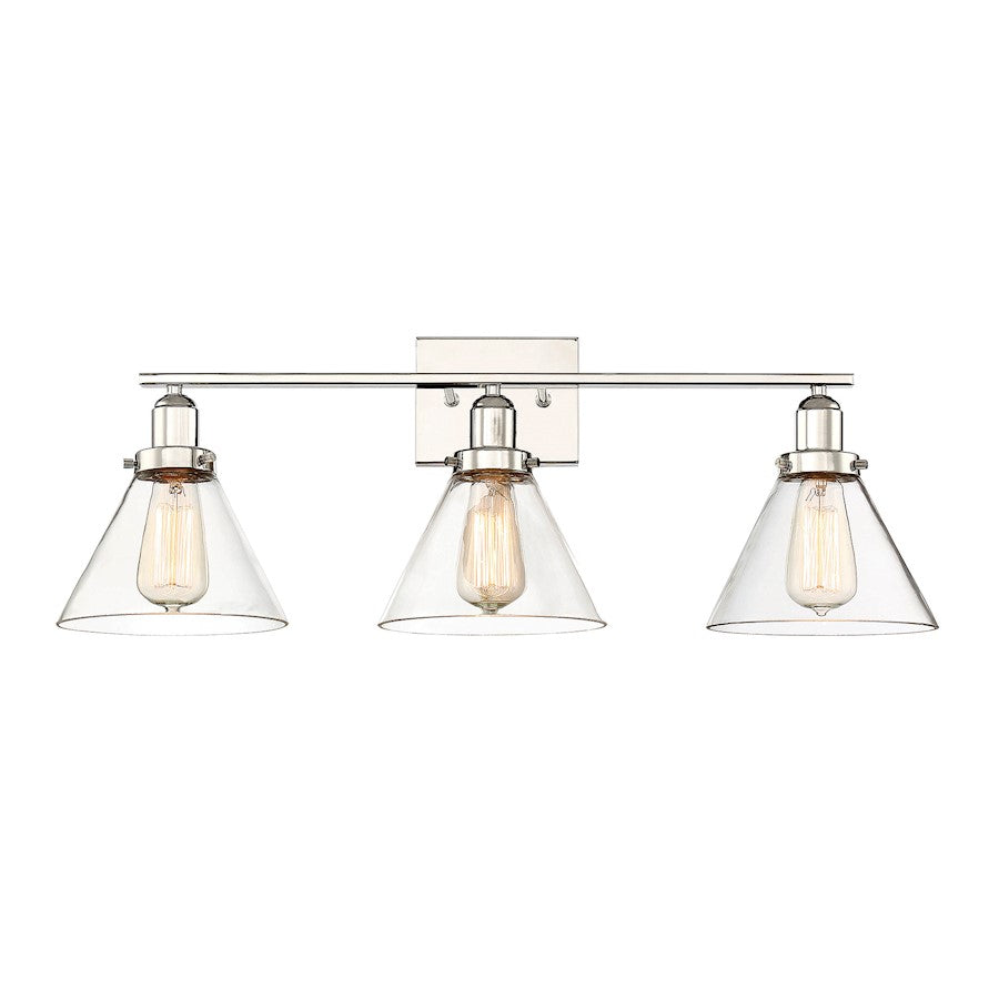 3 Light Bathroom Vanity Light, Polished Nickel