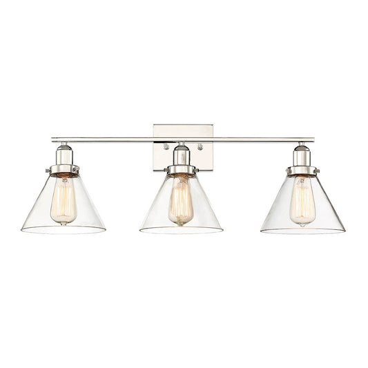 3 Light Bathroom Vanity Light, Polished Nickel