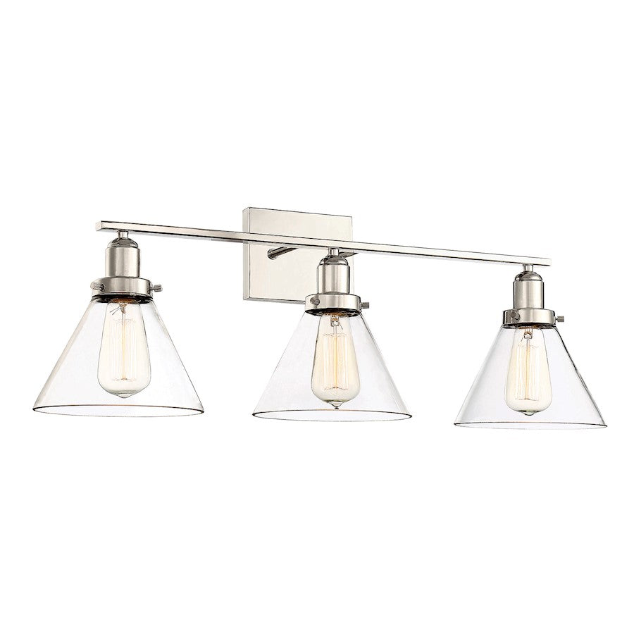 3 Light Bathroom Vanity Light, Polished Nickel