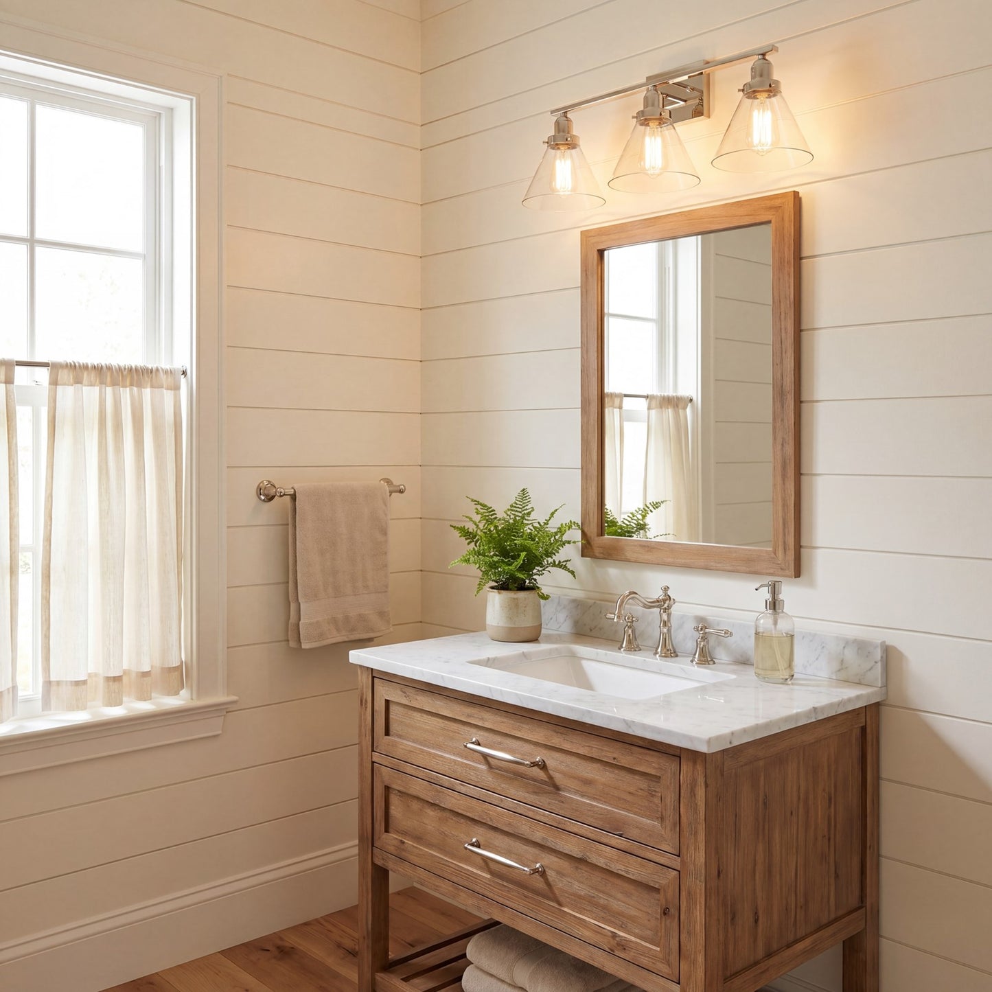 3 Light Bathroom Vanity Light, Polished Nickel
