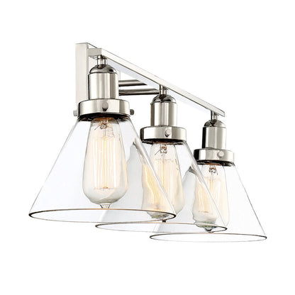 3 Light Bathroom Vanity Light, Polished Nickel