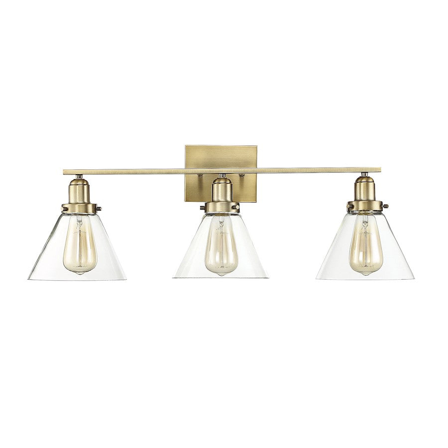 3 Light Bathroom Vanity Light, Warm Brass