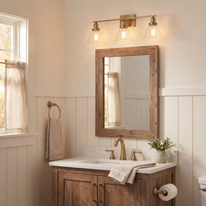 3 Light Bathroom Vanity Light, Warm Brass