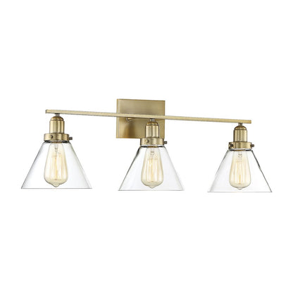 3 Light Bathroom Vanity Light, Warm Brass