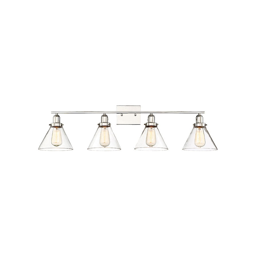 4 Light Bathroom Vanity Light, Polished Nickel