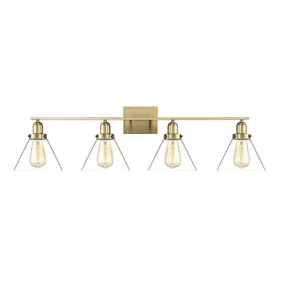 4 Light Bathroom Vanity Light, Warm Brass