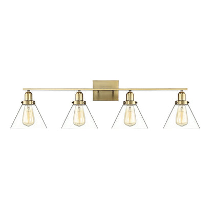 4 Light Bathroom Vanity Light, Warm Brass
