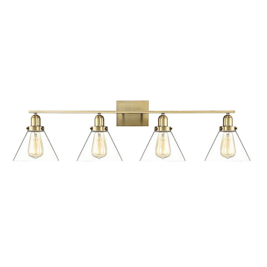 4 Light Bathroom Vanity Light, Warm Brass