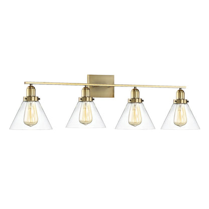 4 Light Bathroom Vanity Light, Warm Brass