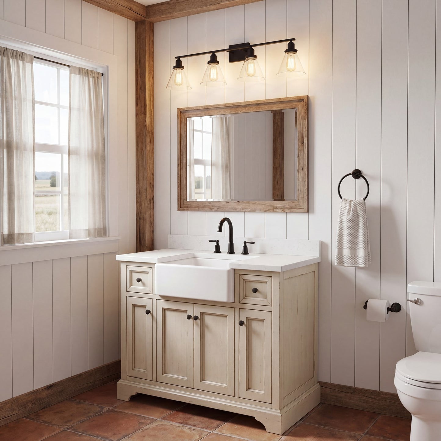 4 Light Bathroom Vanity Light, Black