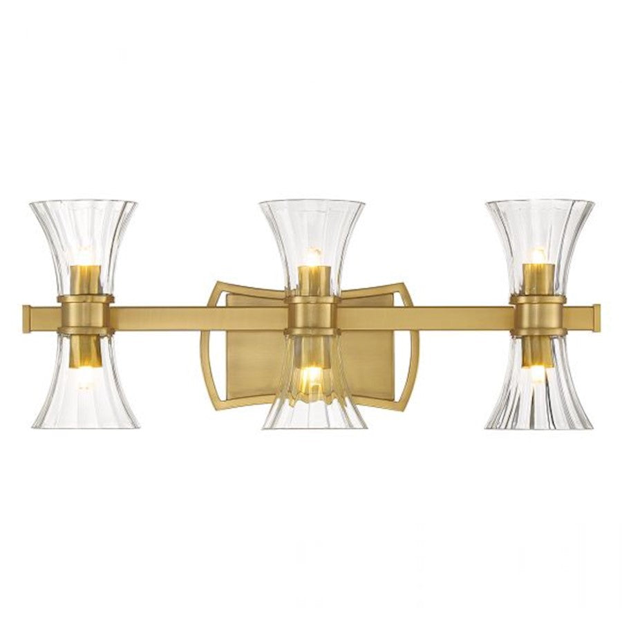 6 Light LED Bathroom Vanity Light, Brass