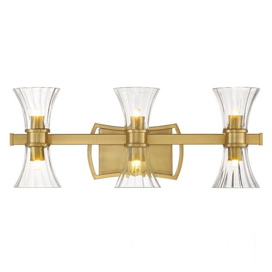 6 Light LED Bathroom Vanity Light, Brass