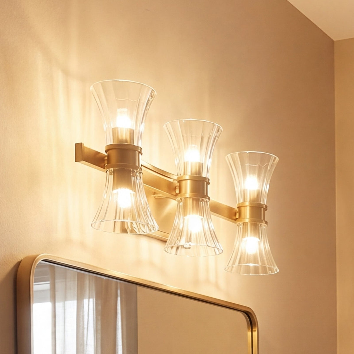 6 Light LED Bathroom Vanity Light, Brass