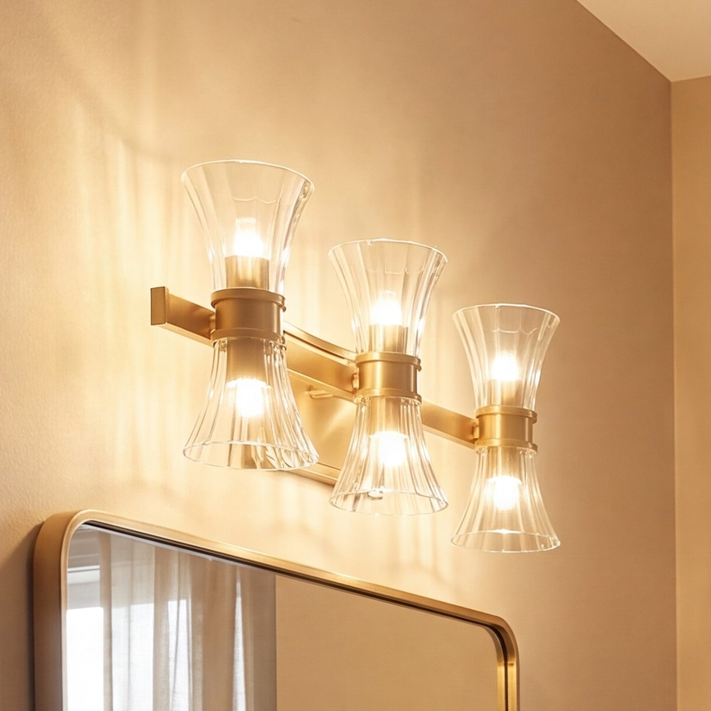 6 Light LED Bathroom Vanity Light, Brass