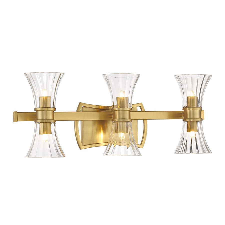 6 Light LED Bathroom Vanity Light, Brass