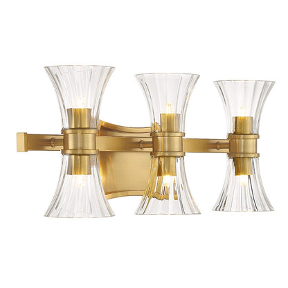 6 Light LED Bathroom Vanity Light, Brass