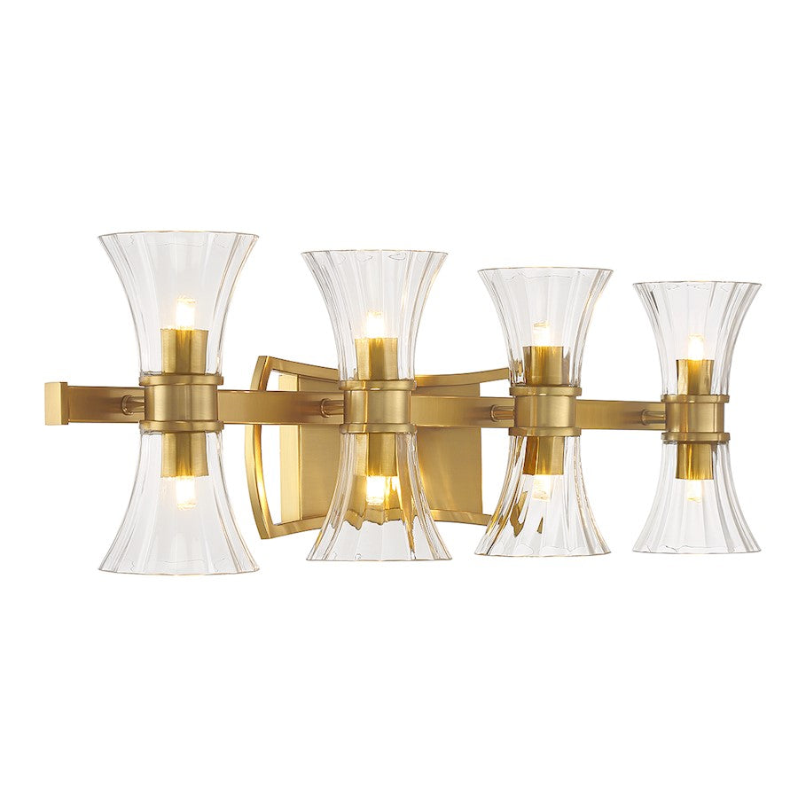 8 Light LED Bathroom Vanity Light, Brass