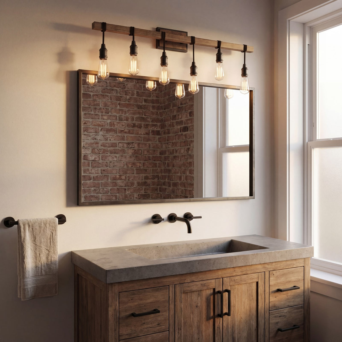 6 Light Bathroom Vanity Light, Durango