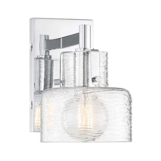 Savoy House Dover 1 Light Sconce, Chrome/Clear Crinkle