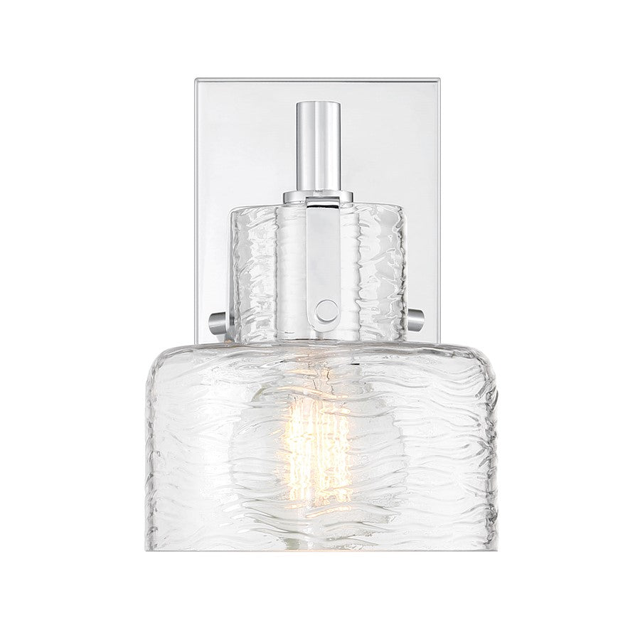 Savoy House Dover 1 Light Sconce, Chrome/Clear Crinkle