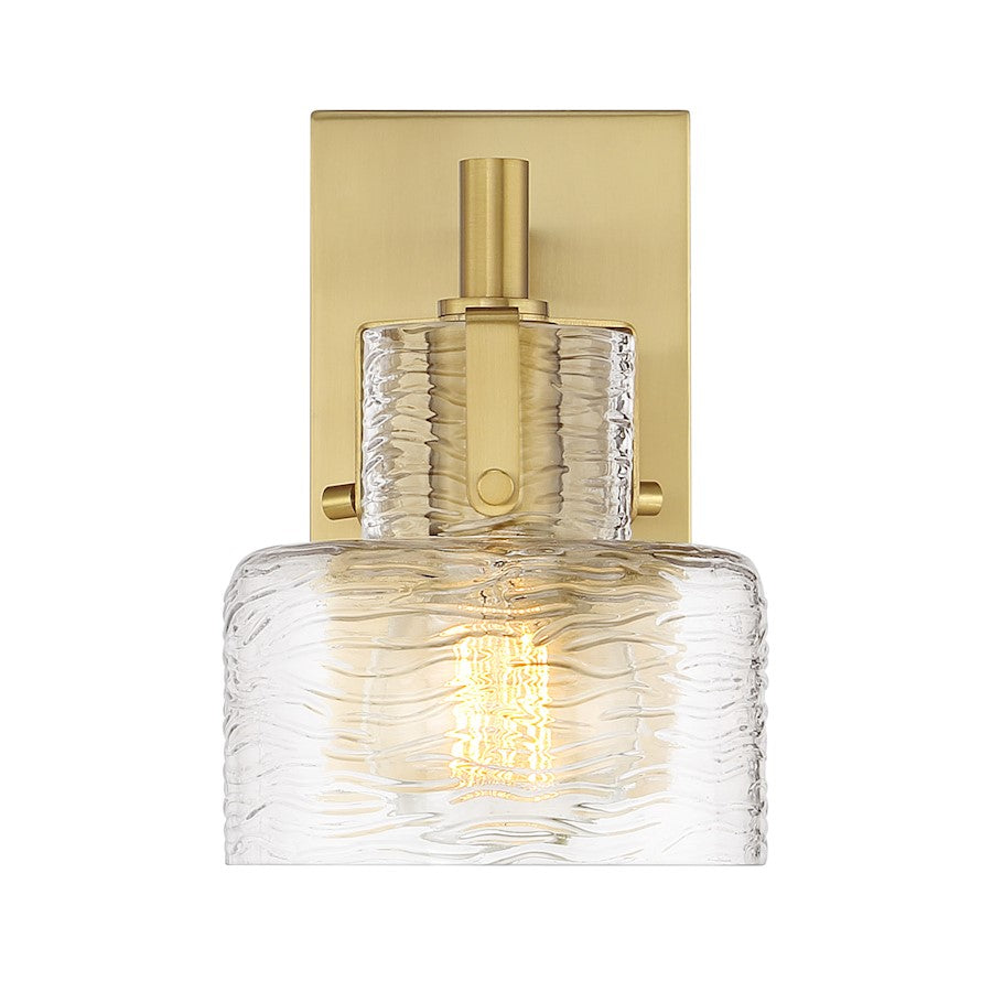 Savoy House Dover 1 Light Sconce, Warm Brass/Clear Crinkle