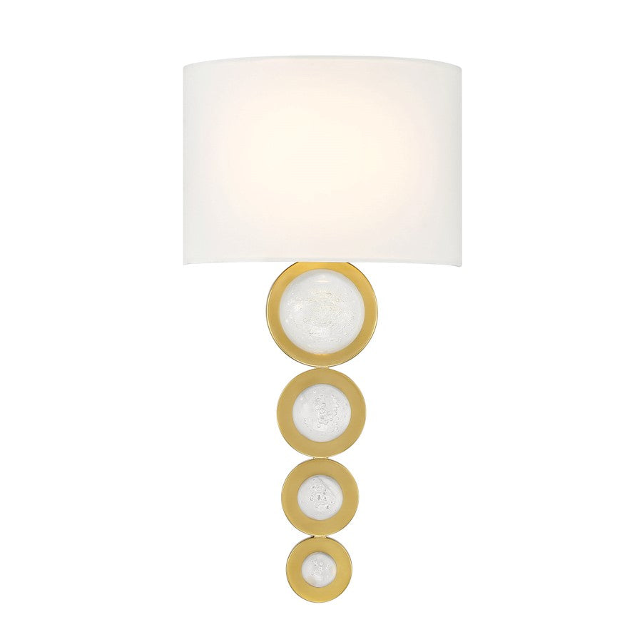 Savoy House Marseille 1 Light Sconce, Warm Brass/White - 9-1032-1-322