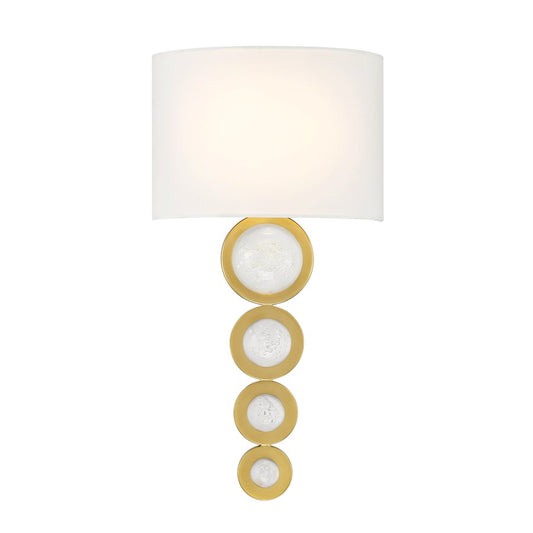 Savoy House Marseille 1 Light Sconce, Warm Brass/White