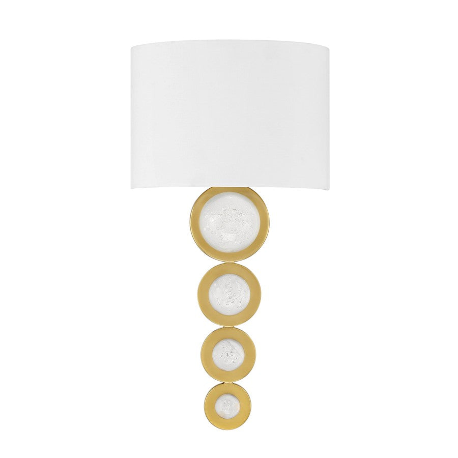 Savoy House Marseille 1 Light Sconce, Warm Brass/White