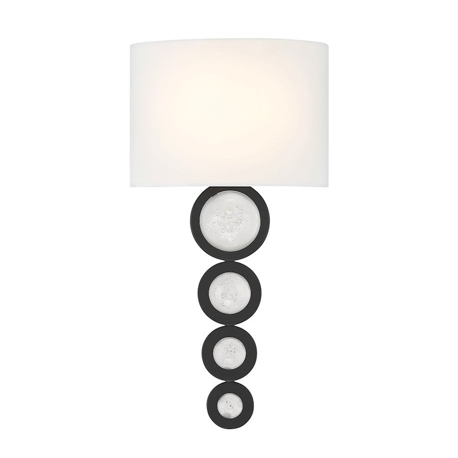 Savoy House Marseille 1 Light Sconce, Matte Black/White - 9-1032-1-89
