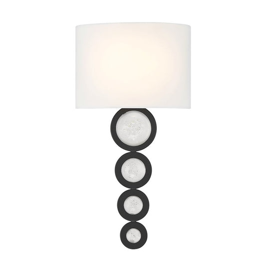 Savoy House Marseille 1 Light Sconce, Matte Black/White