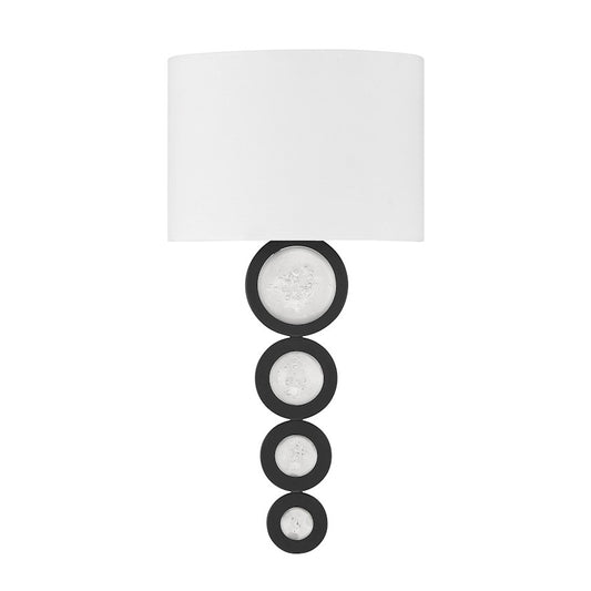 Savoy House Marseille 1 Light Sconce, Matte Black/White