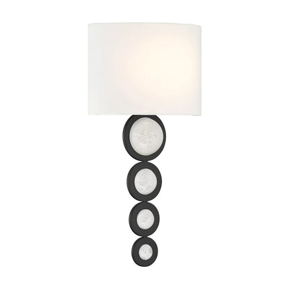 Savoy House Marseille 1 Light Sconce, Matte Black/White