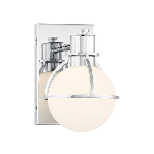 Savoy House Pierce 1 Light Sconce, Chrome/Opal