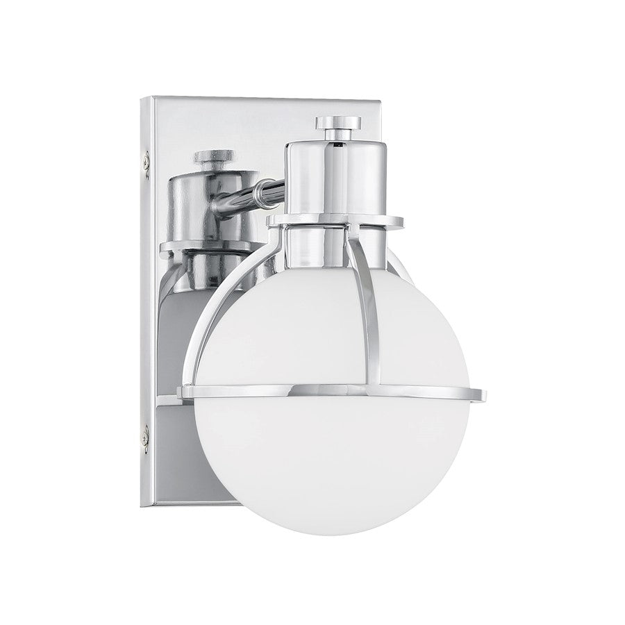 Savoy House Pierce 1 Light Sconce, Chrome/Opal