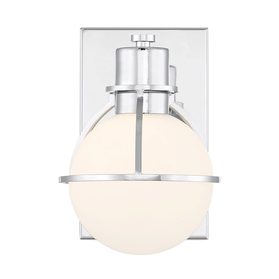 Savoy House Pierce 1 Light Sconce, Chrome/Opal