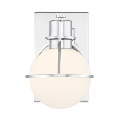 Savoy House Pierce 1 Light Sconce, Chrome/Opal