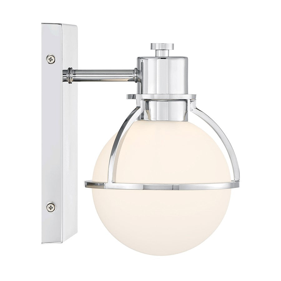 Savoy House Pierce 1 Light Sconce, Chrome/Opal